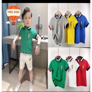 Áo bé trai cổ trụ polo nhiều màu (2) xám, vàng, xanh dương