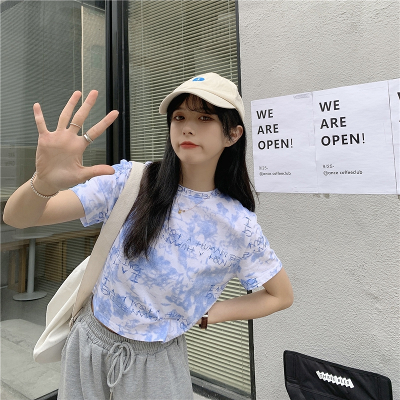 Áo Croptop Tay Ngắn Phối Màu Cá Tính Cho Nữ