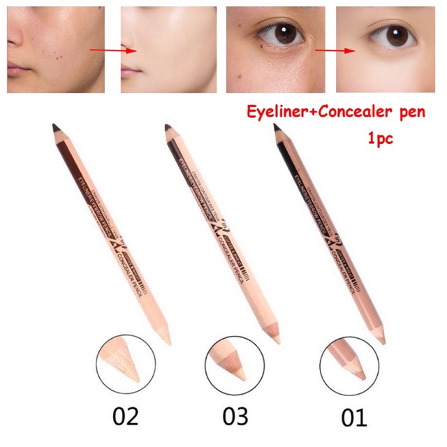 Bút kẻ mắt + che khuyết điểm 2 trong 1 bền màu chống