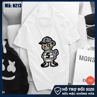Áo thun nam trắng dáng suông in Crew đẹp mã NZ13, áo ngắn tay cổ tròn Trà Vũ Fashion