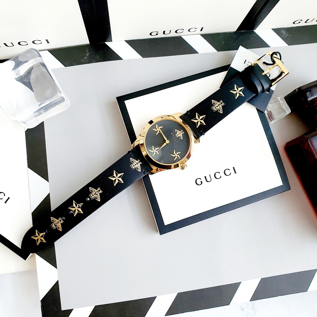 Đồng hồ nữ chính hãng Gucci G-Timeless YA1264055 - Máy Quartz pin Thụy Sĩ - Mặt kính sapphire - Dây da