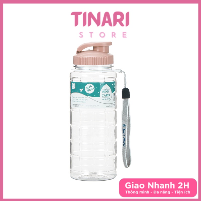 Bình Nước Caro 750ml 0098, Bình Nước Thể Thao Có Dây Treo VIỆT NHẬT Cao Cấp