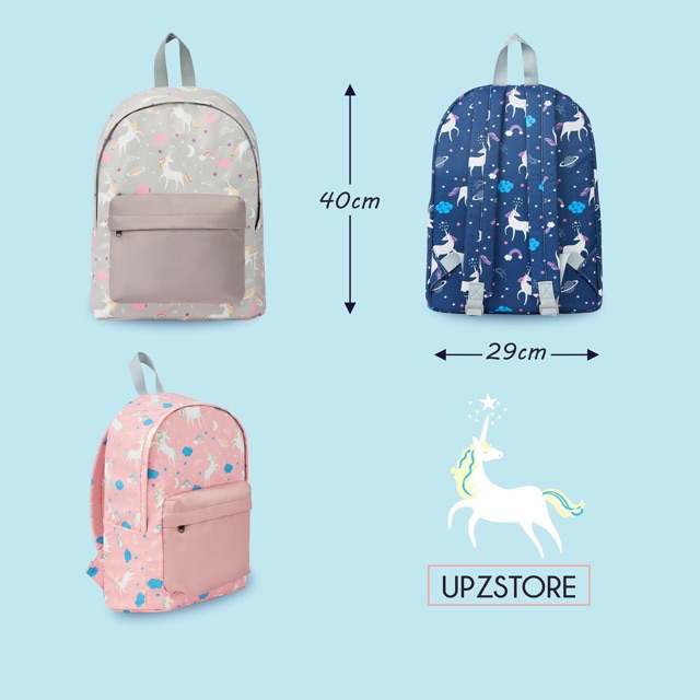 UPZ Balo unicorn phối túi trơn hồng/ xanh đen/ be xám