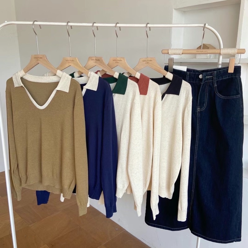 Áo sợi polo dài tay màu basic (A1065)