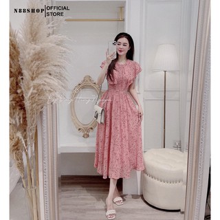 Váy maxi -đầm nữ hoa hồng xếp ly ngực bèo cánh tiên ôm dáng thiết lế hoa tinh tế tiểu thư mang đậm nét nữ tính