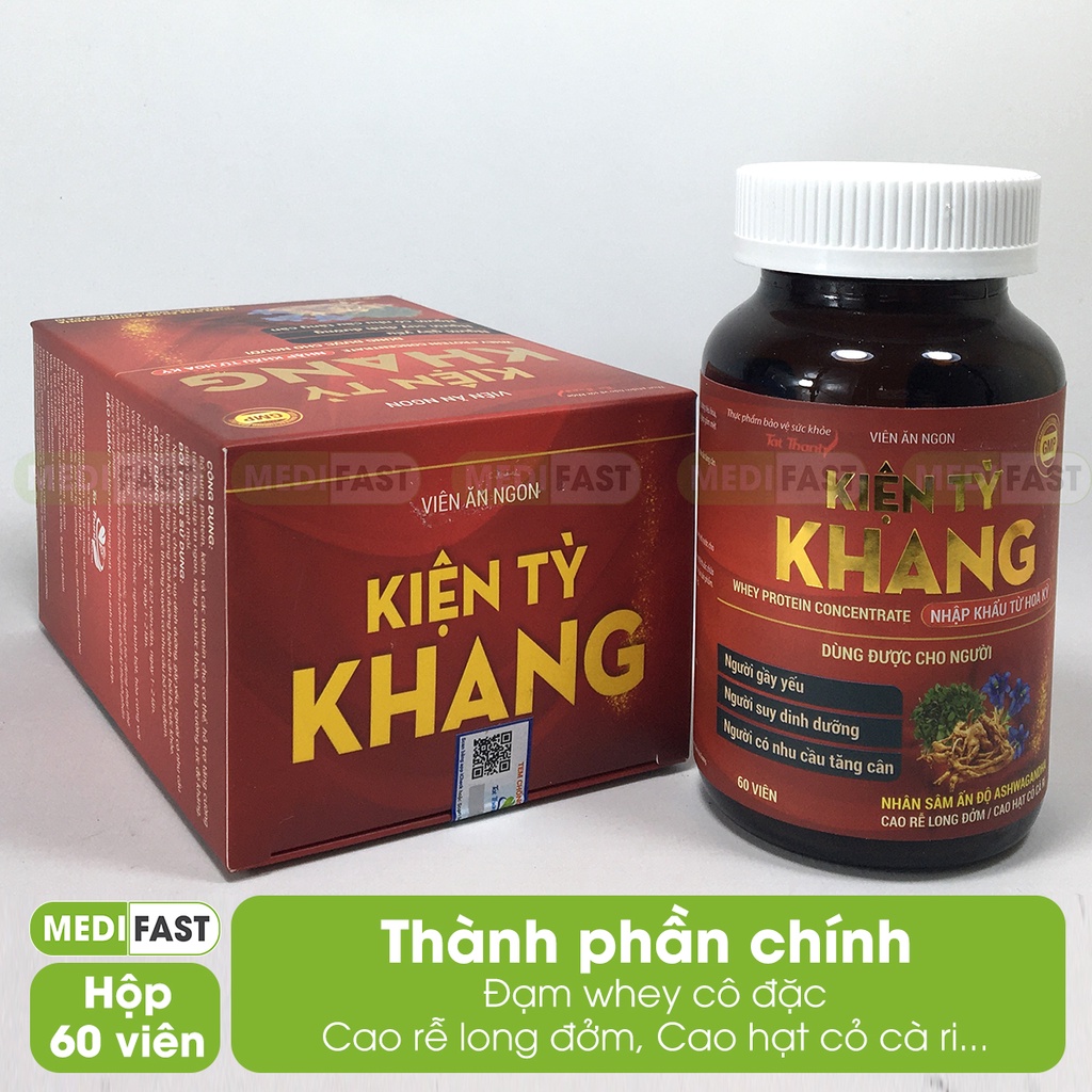 Tăng cân, Ăn ngon Kiện Tỳ Khang Hộp 60 viên, từ Whey Protein cô đặc nhập khẩu từ Mỹ, có thêm Vitamin và nhân sâm
