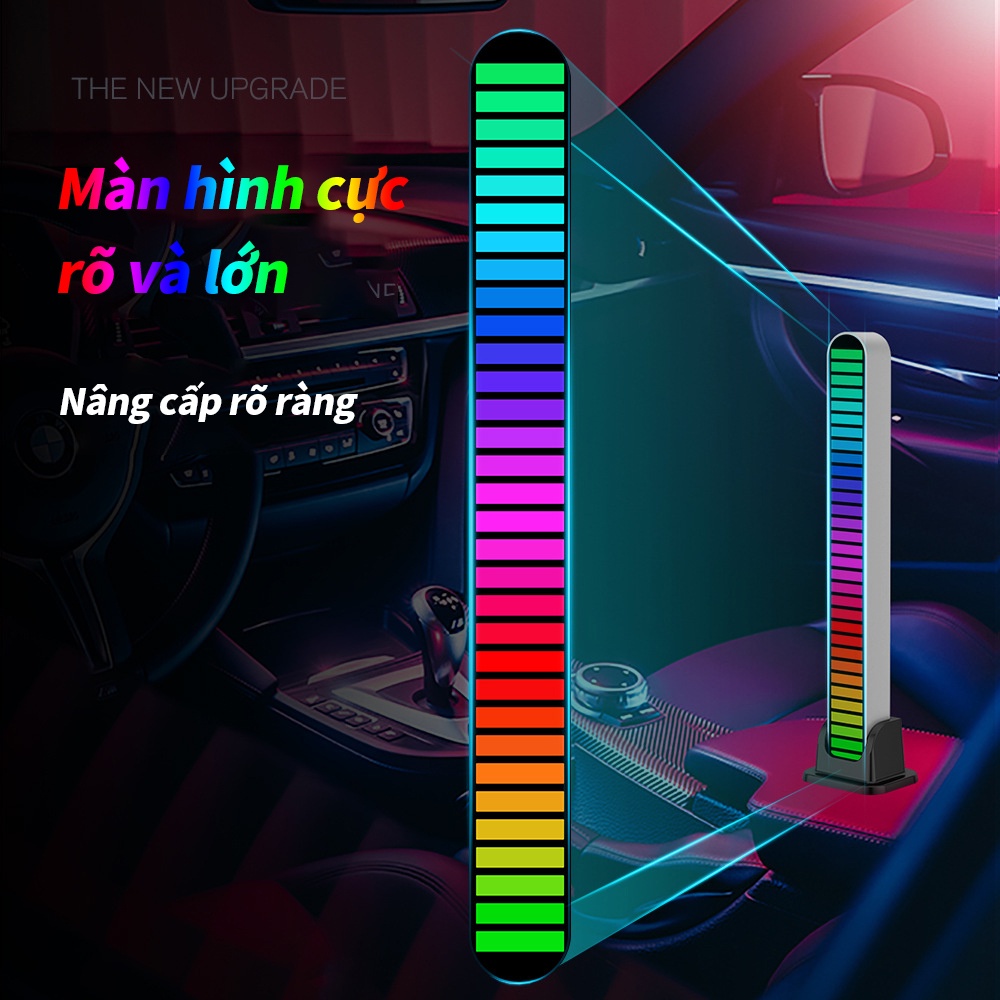 Đèn Rgb Cảm Biến Âm Thanh Có Thể Sạc Lại Bằng Cổng Usb Cho Xe Hơi