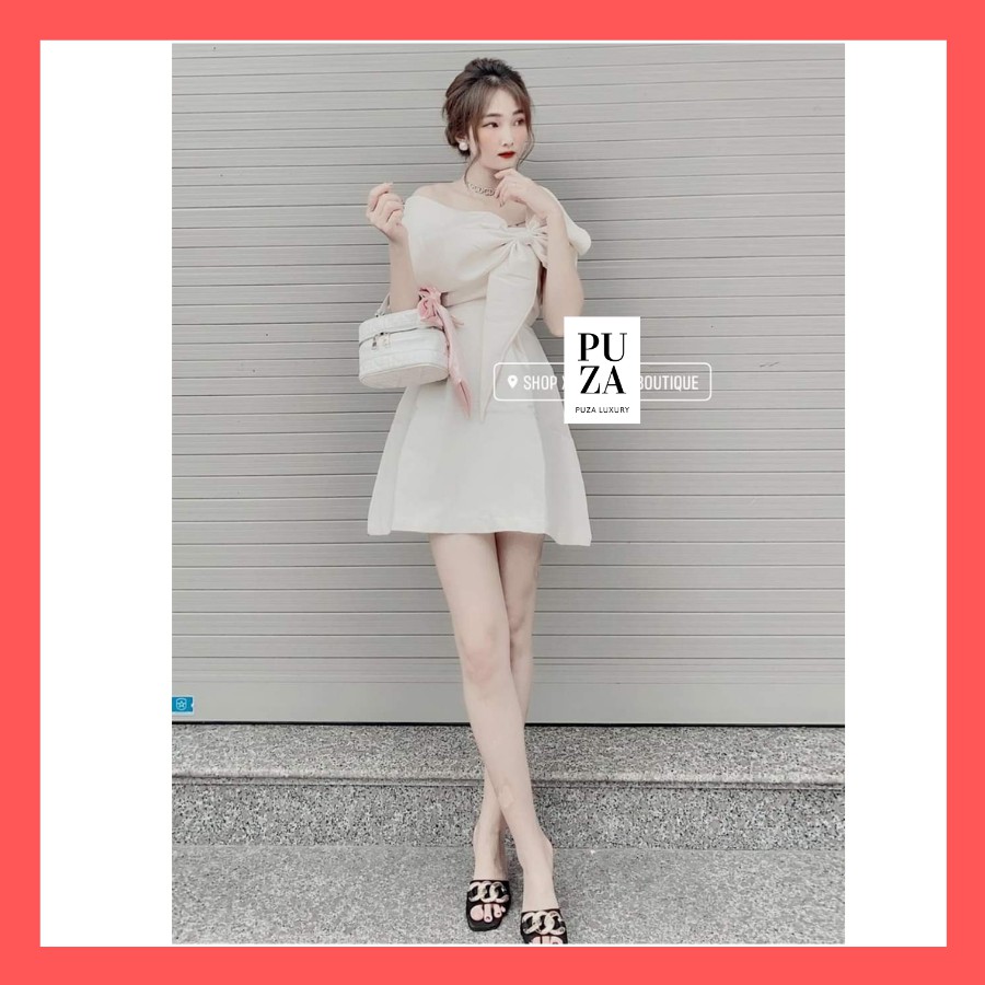 Váy thiết kế xòe,váy nơ ngực hở vai cực xinh đáng yêu,tôn dáng | BigBuy360 - bigbuy360.vn