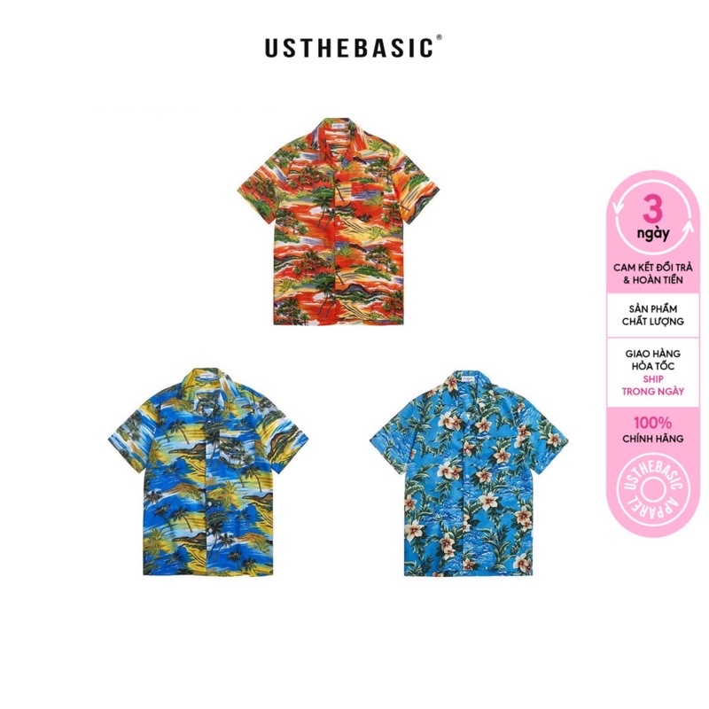 Usthebasic - Áo sơ mi Hawaii Tropical Print Shirt