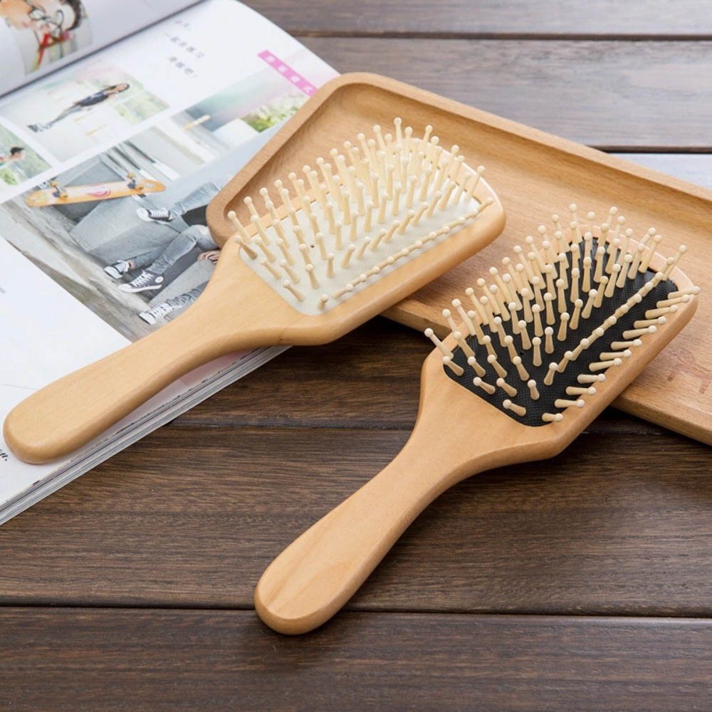 [Hàng mới về] Lược chải tóc mát xa đầu chống tĩnh điện bằng gỗ