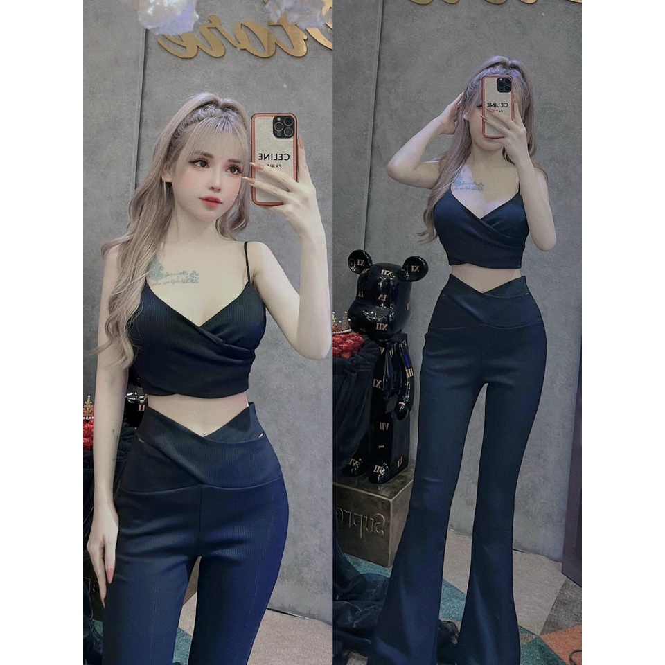 Set Áo Dây Kèm Quần Dài Thun Gân