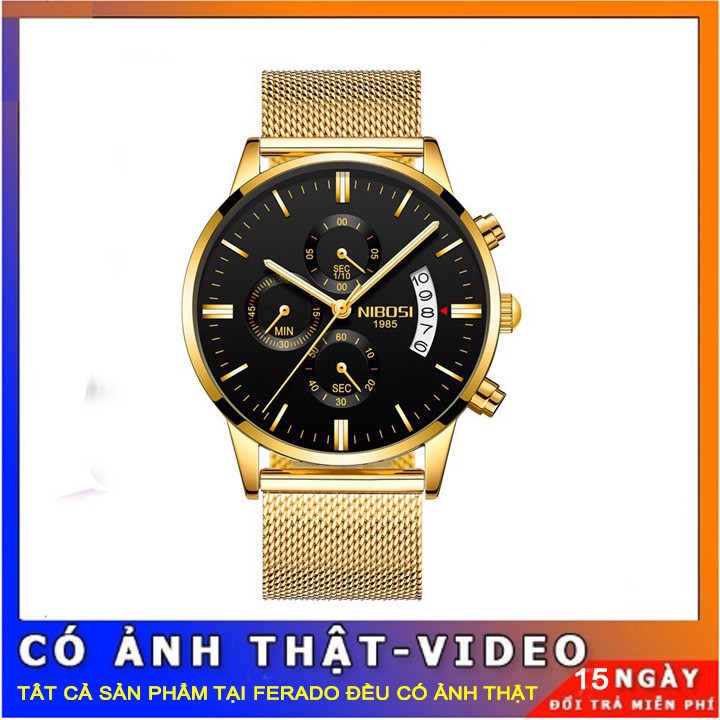 ĐỒNG HỒ NAM NIBOSI 2309L (1985) - FULL BOX DÂY THÉP LƯỚI CHẠY FULL 6 KIM