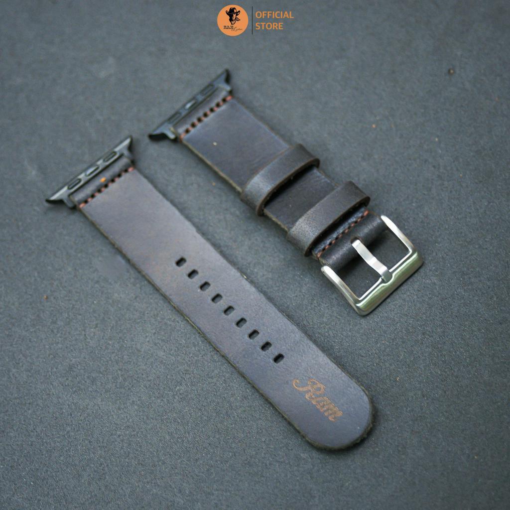 Dây Đồng Hồ AW 1,2,3,4,5,6,7,8, AW Ultra Da Bò Đen Bền Đẹp RAM Leather Simple