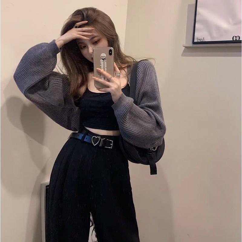 [SẴN-TÁCH SET] Set áo khoác len croptop nhiều màu + áo 2 dây Ulzzang siêu chất ❤️ | BigBuy360 - bigbuy360.vn