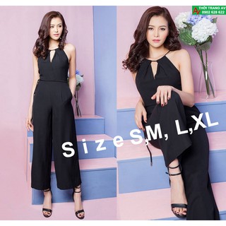 Jumpsuit - Đồ bay dài cổ yếm khoét cách điệu đầy quyến rũ - AV5671