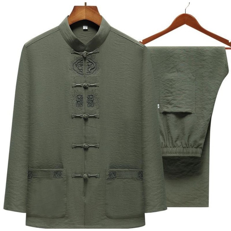 Bộ đũi dài trung niên, Chất liệu đũi tự nhiên 100%, Hàng may thiết kế | BigBuy360 - bigbuy360.vn