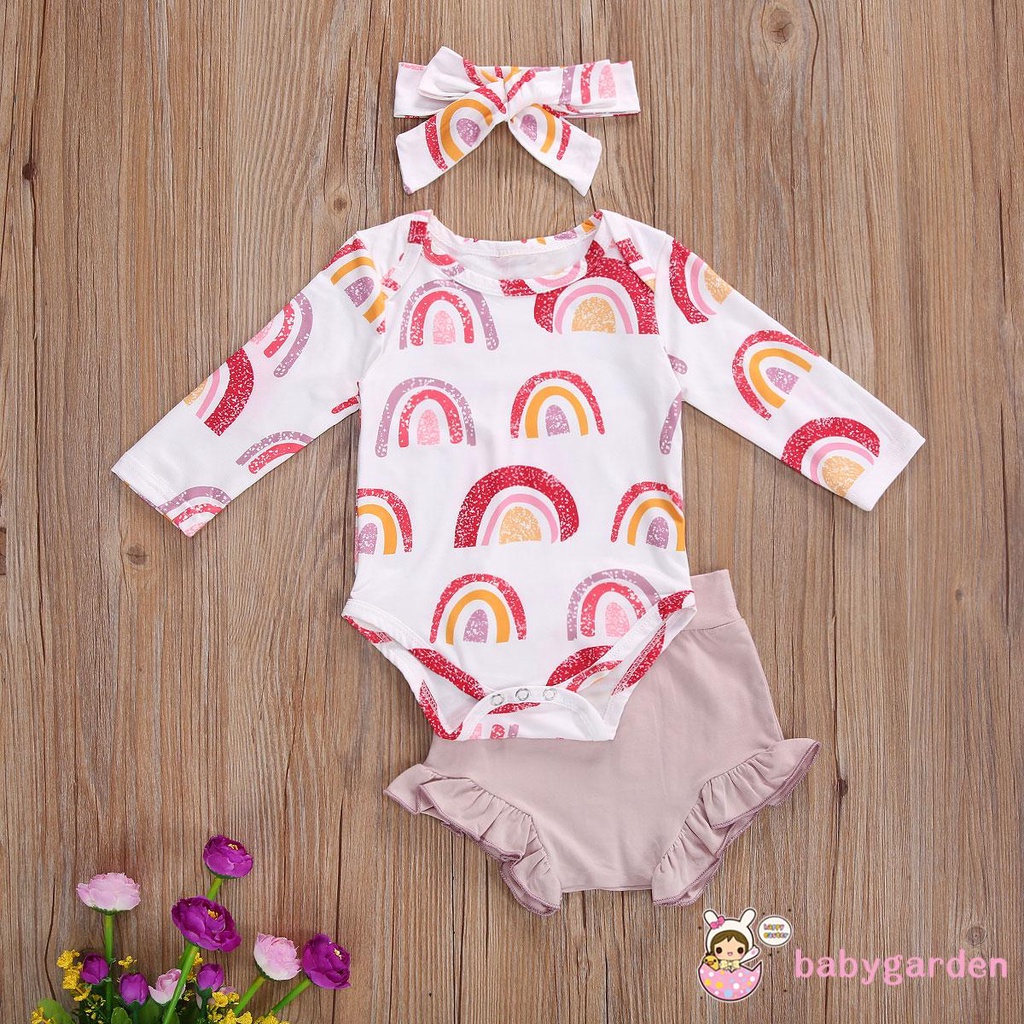 Set Áo Liền Quần &amp; Quần Short In Hoa Và Băng Đô Quấn Đầu Cho Bé Gái