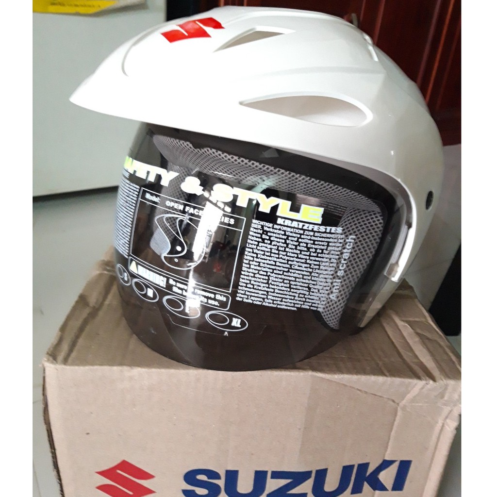 Nón bảo hiểm Suzuki-logo trắng
