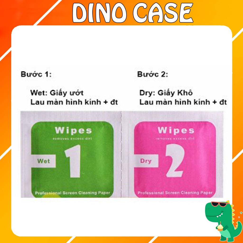 Combo giấy lau màn hình điện thoại, ipad, kính, Máy tính bảng, ống kính - Dino Case