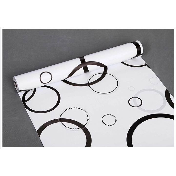 Decal giấy dán tường vòng tròn đen trắng