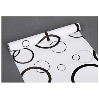 Decal giấy dán tường vòng tròn đen trắng