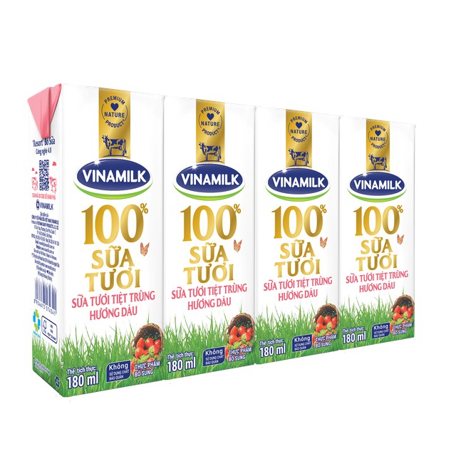 Thùng 48 Hộp Sữa tươi vinamilk 100% vị dâu 180ml