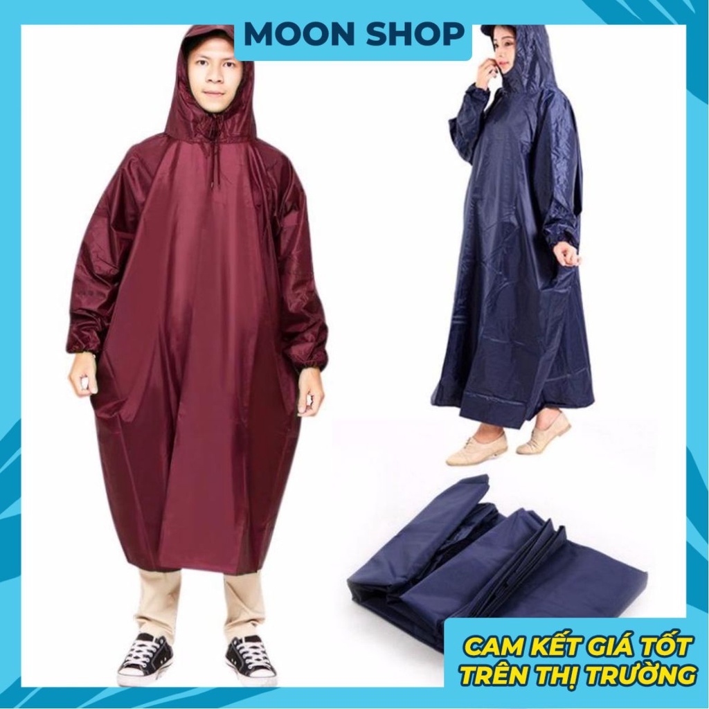 Áo Mưa Vải Dù Kín Người Siêu Bền 1 Người Áo Mưa Không Xẻ Tà - size 1.4m và 1.6M