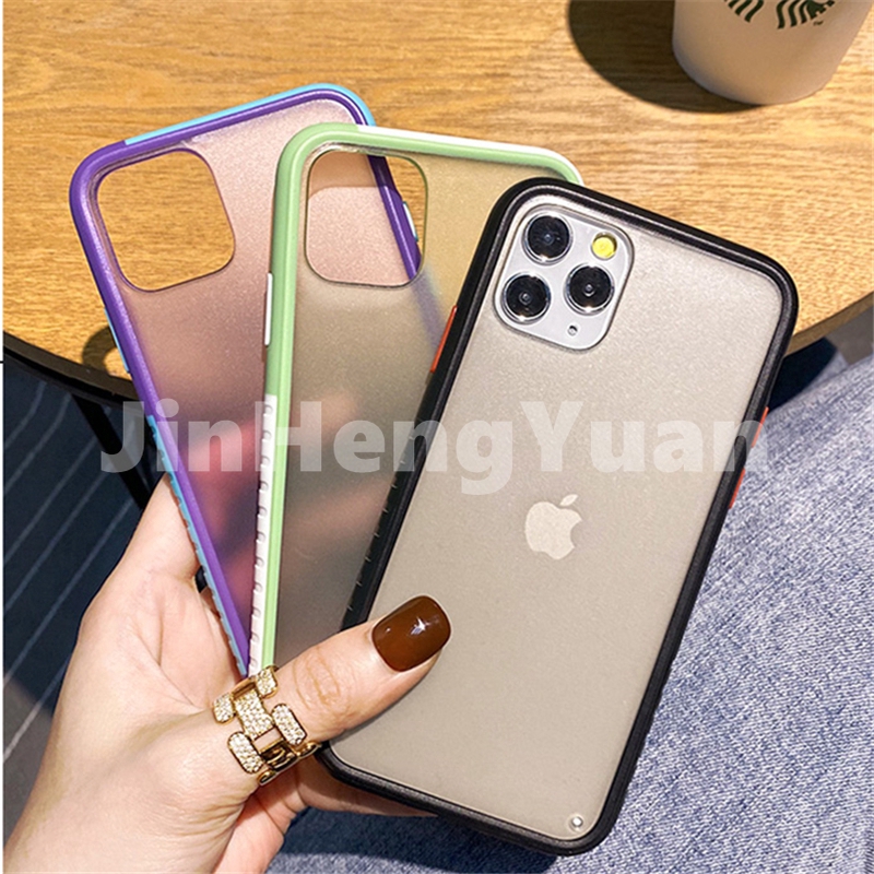 Ốp điện thoại nhựa matte trong suốt chống rơi màu kẹo cho IPhone 6 6S 7 8 Plus X XS XSMAX XR 11 11Pro 11Promax