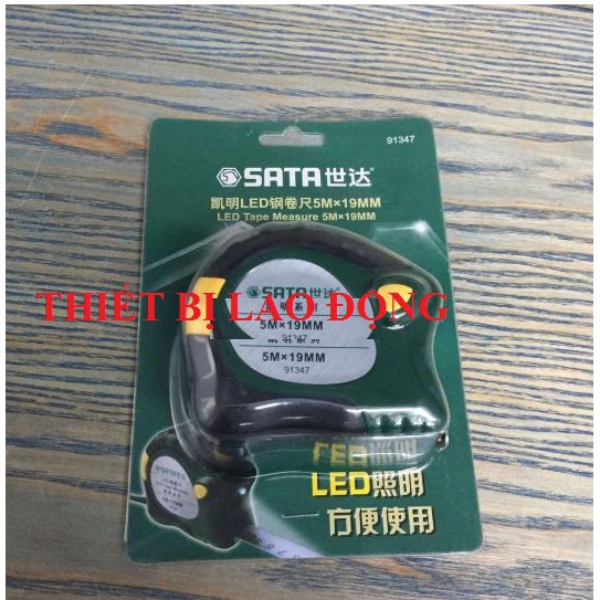 5m Thước cuốn thép có đèn led Sata 91347