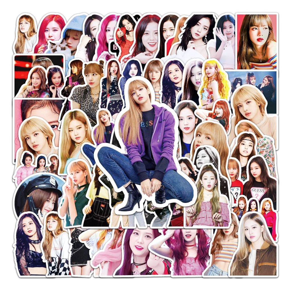 Combo 30 Sticker Chống Nước Decal Dán Điện Thoại Laptop Mũ Bảo Hiểm Vali Guitar Bình Nước Nhóm Nhạc HQ [BLACK PINK]