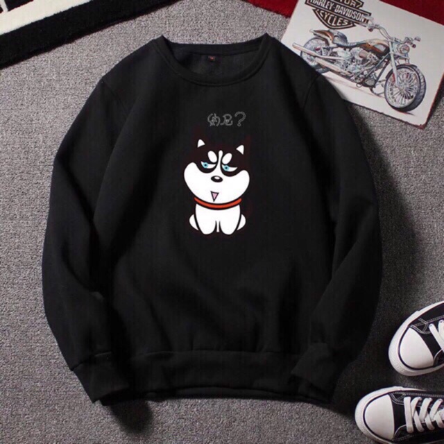 Áo nỉ sweater nam nứ chó suy tư có bigsize