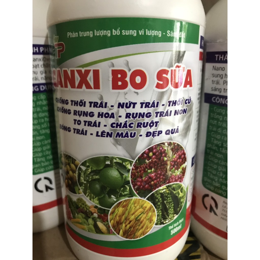 Phân bón lá trung vi lượng bổ sung vi lượng  Canxi Bo Sữa 500ml