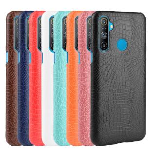 Realme C3 Case Luxury Crocodile Skin PU Leather Thin Hard Back Cover