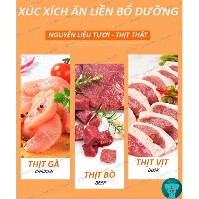 [THƠM NỨC] Xúc Xích Ăn Liền Cho Thú Cưng, 100% Từ Thịt Thật/ 3 Vị-Bò Gà Vịt, Cung Cấp Năng Lượng, Dinh Dưỡng Tối Ưu.JAMI