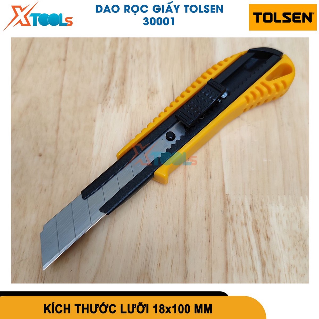 Dao rọc giấy Tolsen 30001 lưỡi thép cao cấp, tay cầm nhựa ABS và TPR thiết kế vừa vặn cầm nắm dễ dàng[CHÍNH HÃNG][XTOOLS