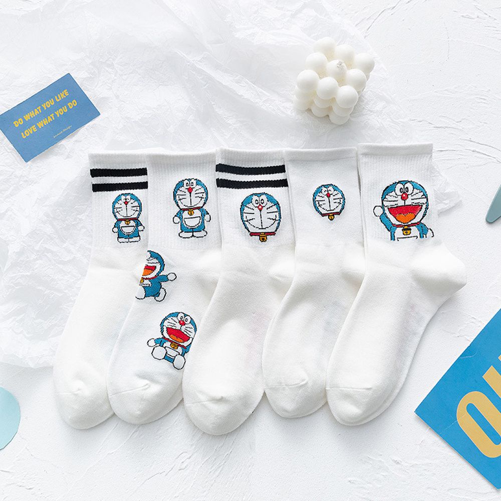 Đôi vớ cotton in hình mèo máy Doraemon đáng yêu