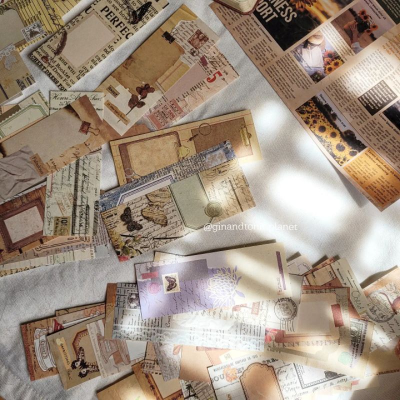 Mix 20 tấm giấy nền dạng bookmark phong cách junk journal - ginandtonic