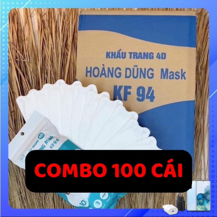 Khẩu trang kf94 Hoàng Dũng,đủ 4 lớp chuẩn y tế,thiết kế ôm sát mặt,chống nắng,tia uv,có phân loại em bé.Combo 100 cái.