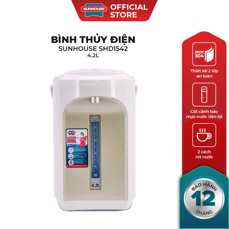 [Mã ELHADEV giảm 4% đơn 300K] Bình thủy điện SUNHOUSE 4.2L SHD1542