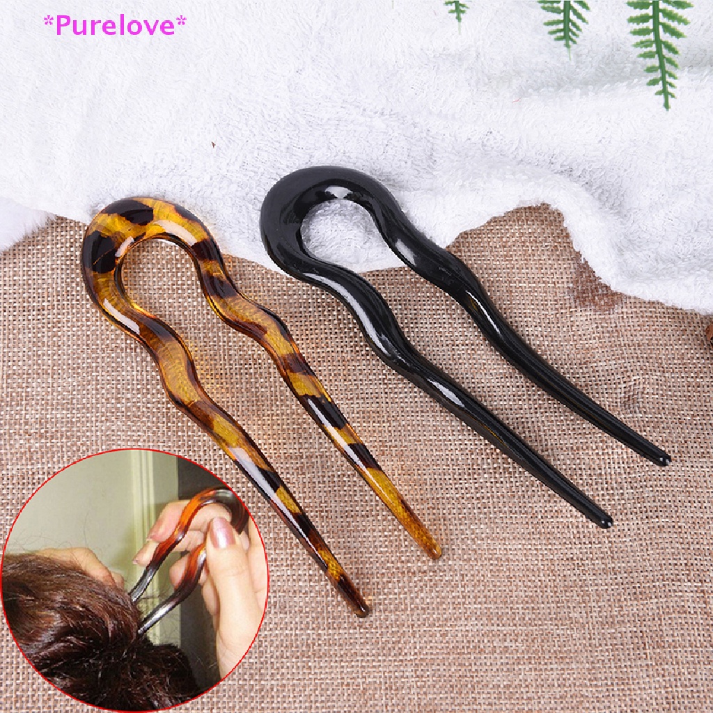 Trâm Cài Tóc Chữ U Bằng Nhựa Resin Phong Cách Retro Mới