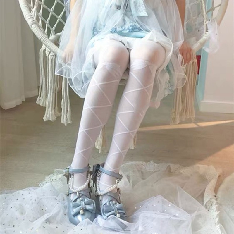 Xiangbao Quần Tất Lụa Mỏng In Họa Tiết Cánh Thiên Thần Phong Cách Gothic Nhật Bản Hóa Trang Cho Nữ