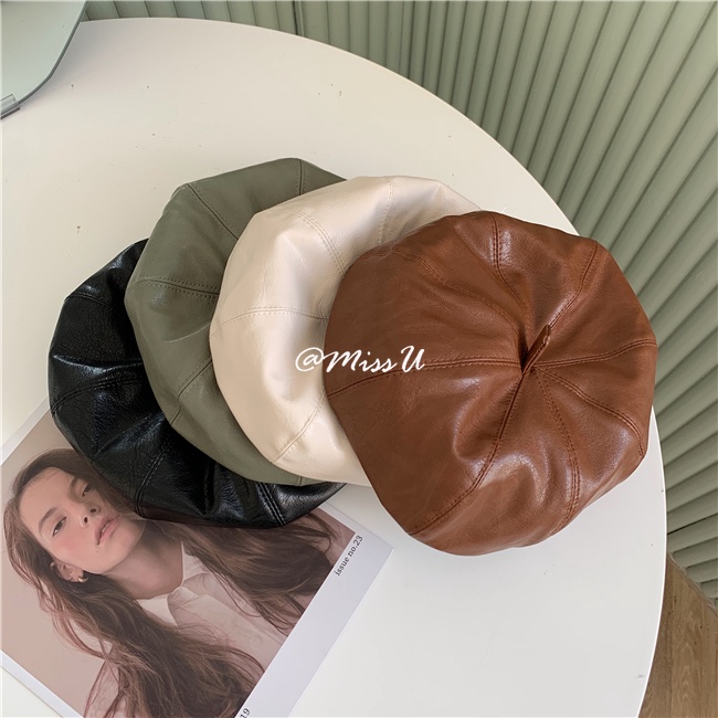 Mũ Beret chất liệu da cao cấp thời trang mùa thu đông theo phong cách hàn quốc