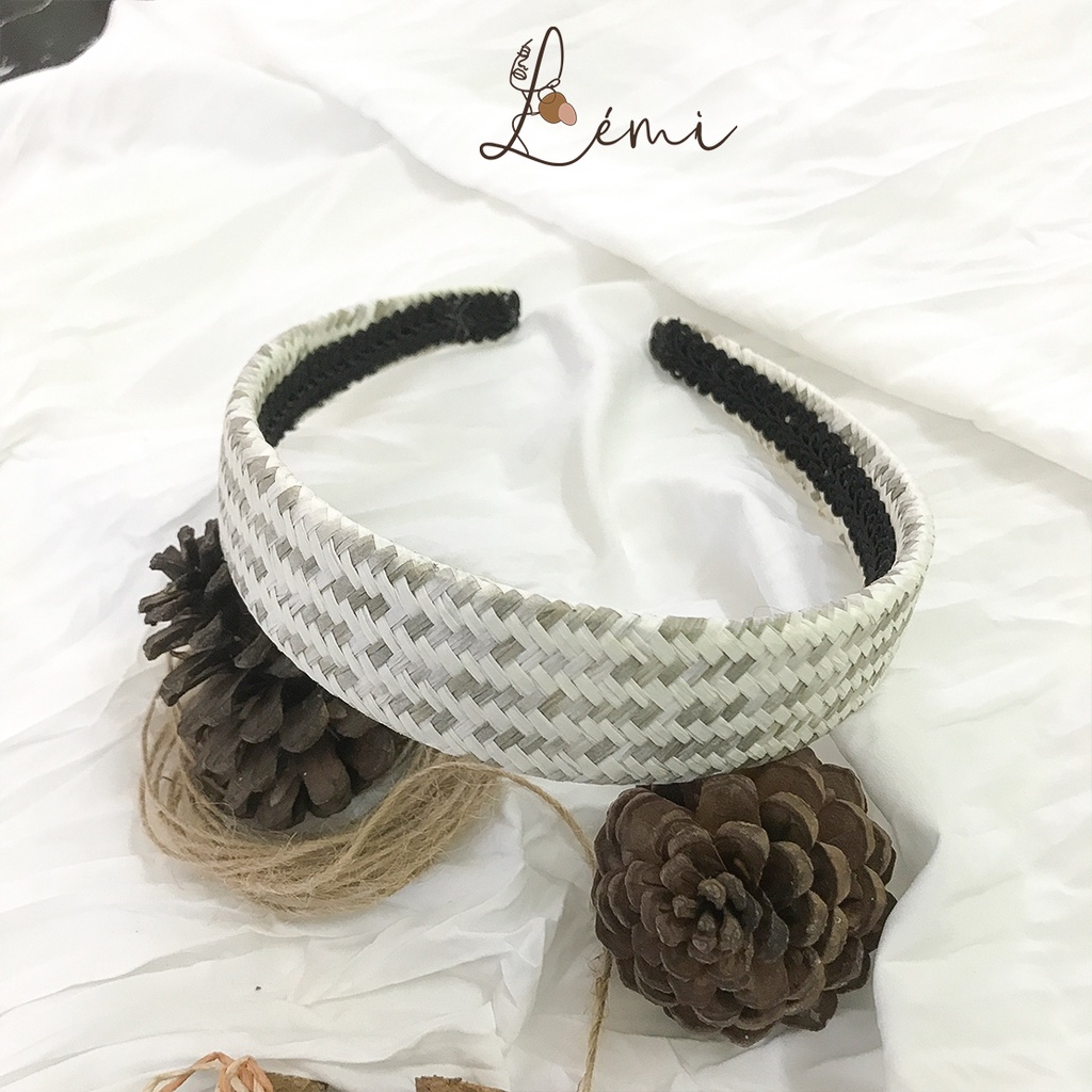 Băng đô bờm cài tóc đan cói nhiều màu sắc siêu dễ thương hàng Handmade, Lémi accessories