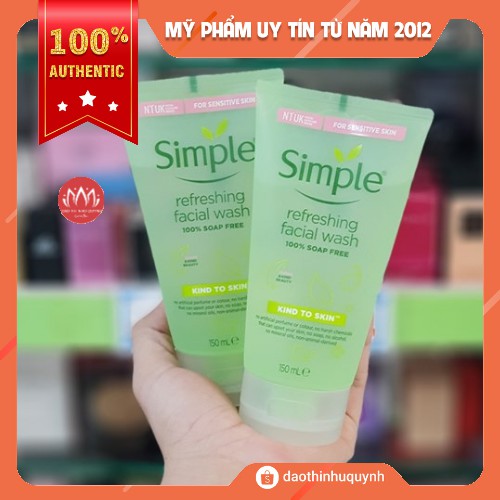 Sữa Rửa Mặt Simple Skin To Skin Refreshing Facial Wash Gel Cho Da Nhạy Cảm 150ml