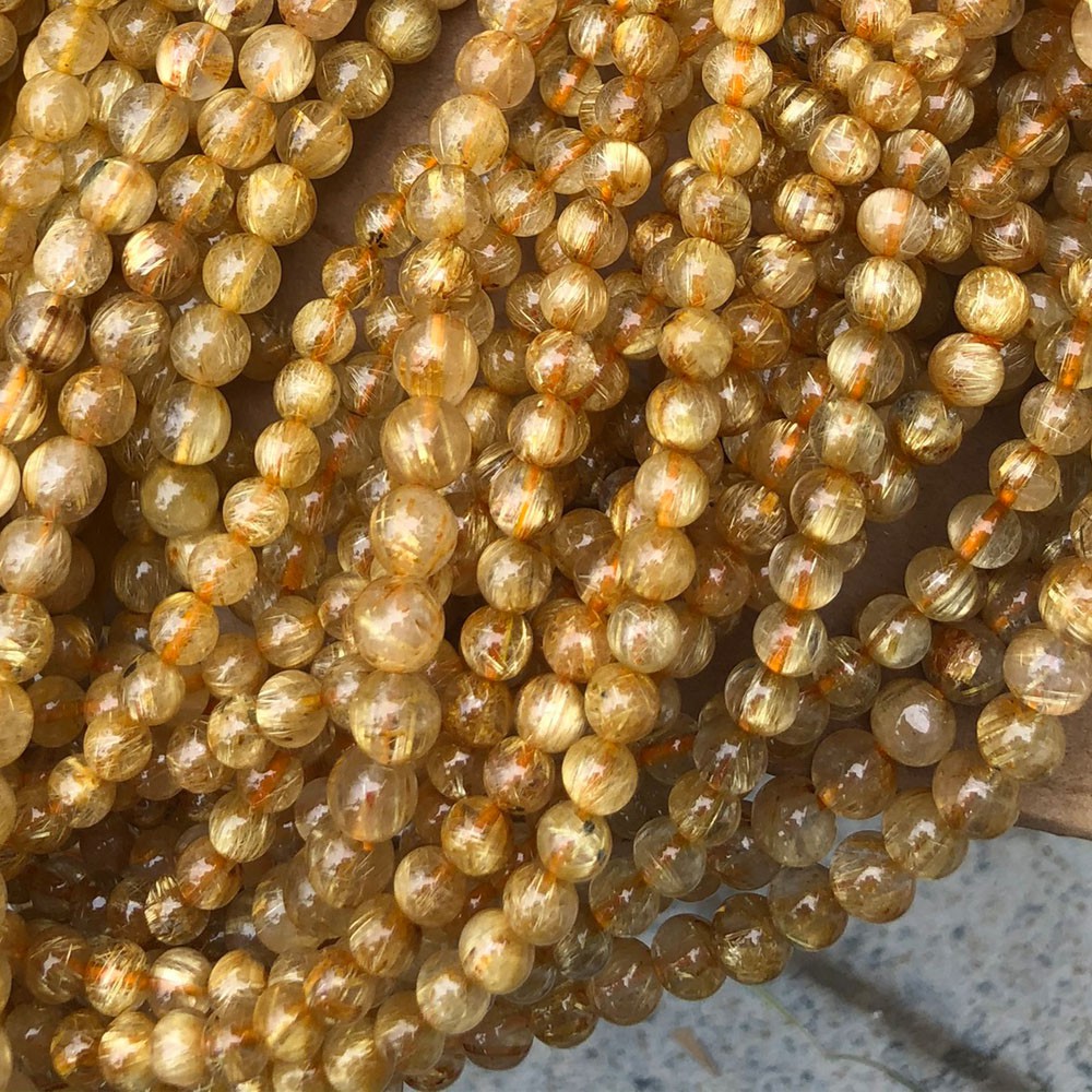 [VIP 5A - T.A Tóc Vàng] - Chuỗi Vòng T.A Tóc Vàng VIP chất đá trong, dày tóc, Size 6 - 7.5mm - Phong Thủy Thành Đô | BigBuy360 - bigbuy360.vn