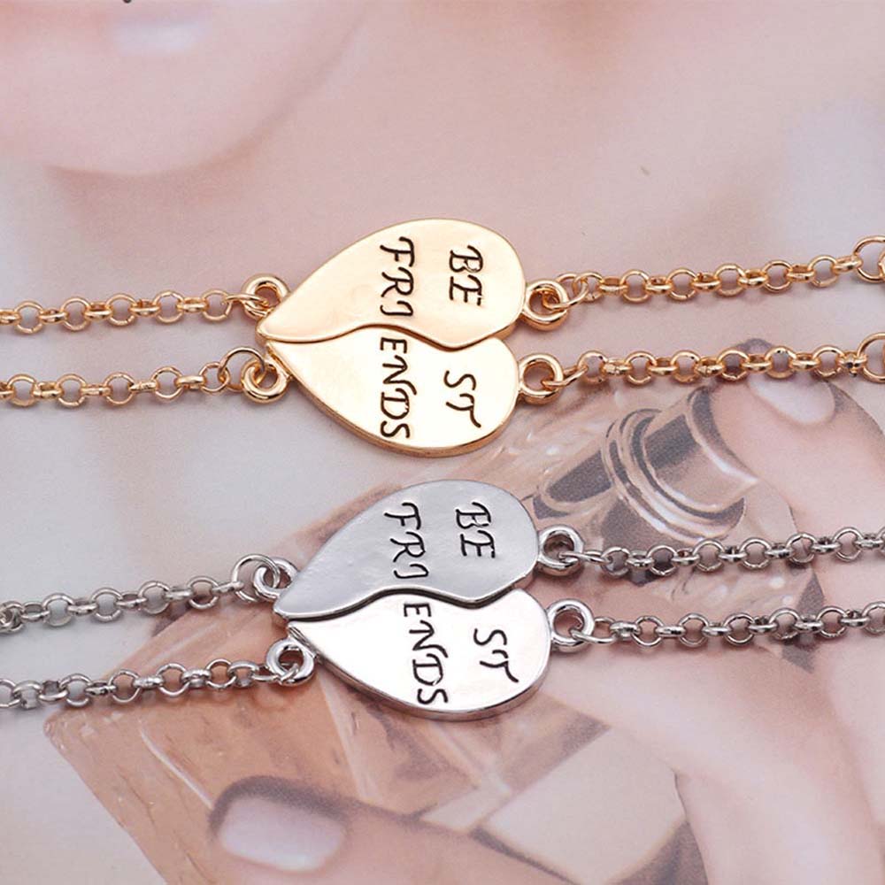 Set 2 Vòng Tay Mặt Hình Trái Tim Thời Trang Cho Nam Nữ