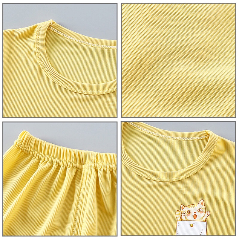 Set đồ AMILA gồm áo thun ngắn tay cổ tròn và quần short thời trang cho bé gái