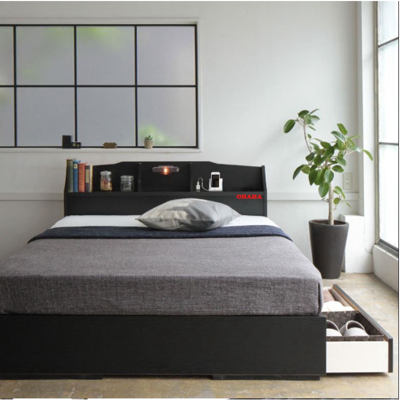 Giường ngủ cao cấp HMR Lõi xanh chống ẩm OHAHA 002- Black Bed