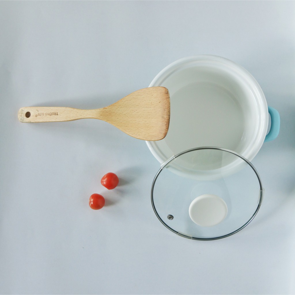 Nồi tráng men nhập khẩu cao cấp CHEFTINA, tông màu pastel, sử dụng bếp từ, kích thước 16cm