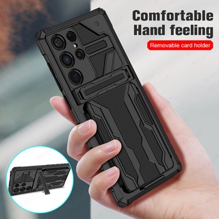 Push Card Holder Protective Case For Samsung Galaxy S22 Plus S22 Ultra Shockproof Back Cover S22Ultra S22Plus Fundas